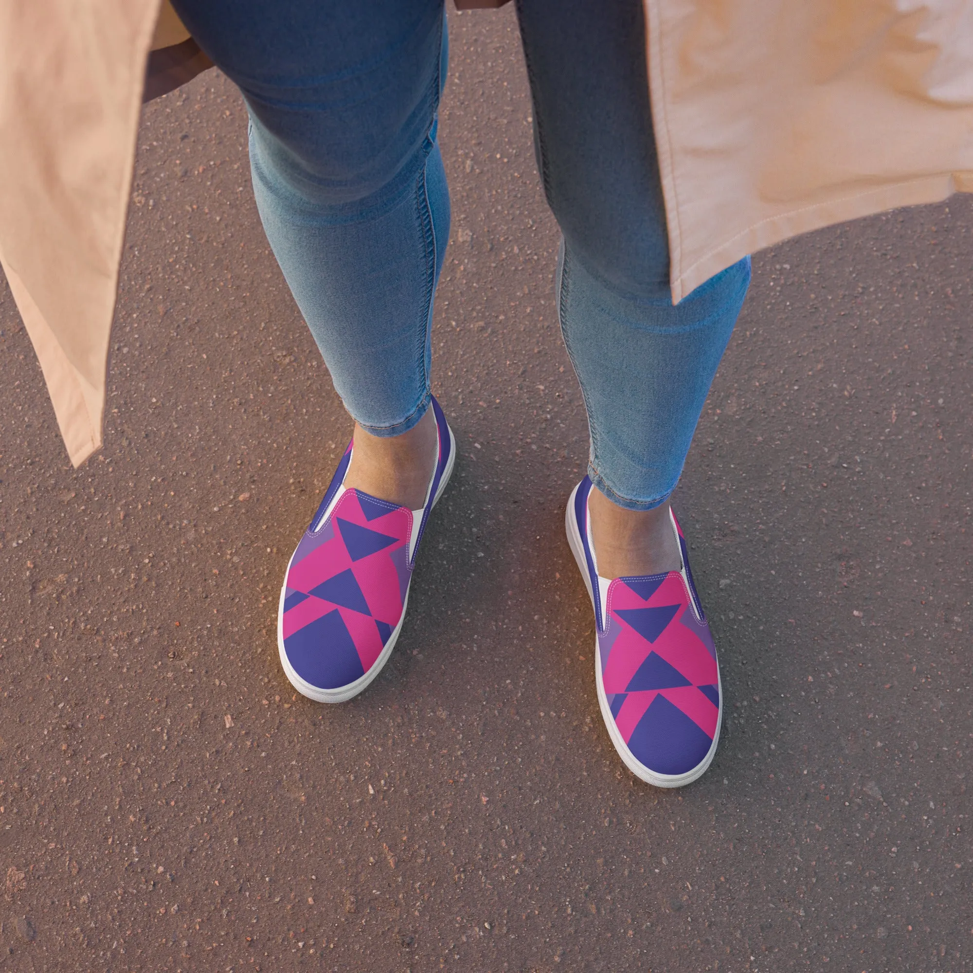BE BRAVE Women’s Slip-On Canvas Shoes (Purple, Pink)