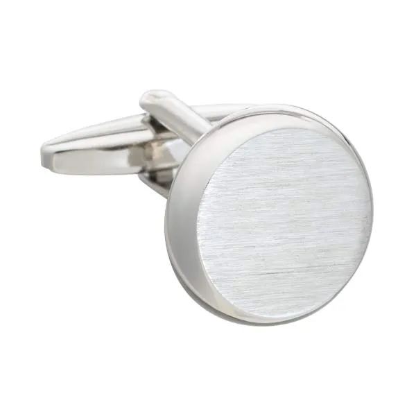 Brushed Smooth 'O' Round Cufflinks