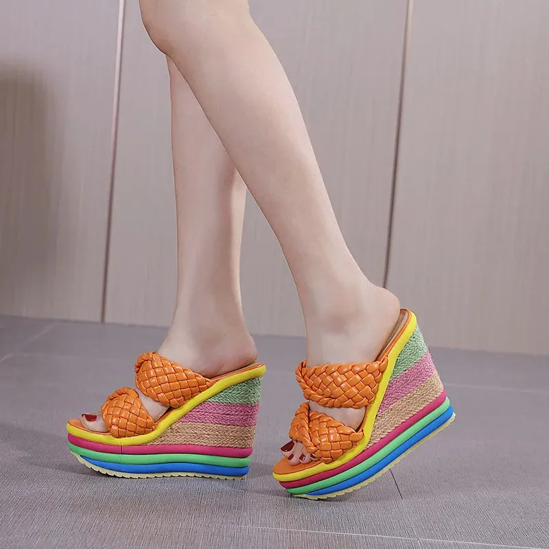 Candy Color High Platform Wedges Shoes