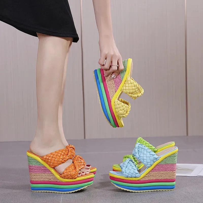 Candy Color High Platform Wedges Shoes