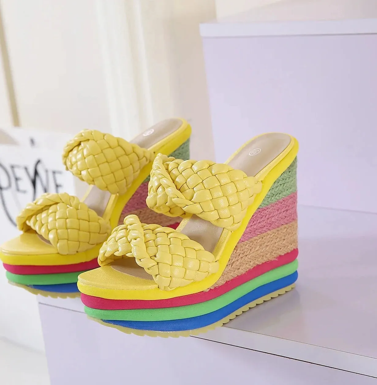 Candy Color High Platform Wedges Shoes