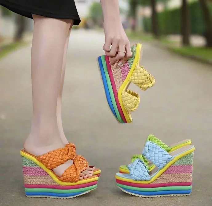 Candy Color High Platform Wedges Shoes
