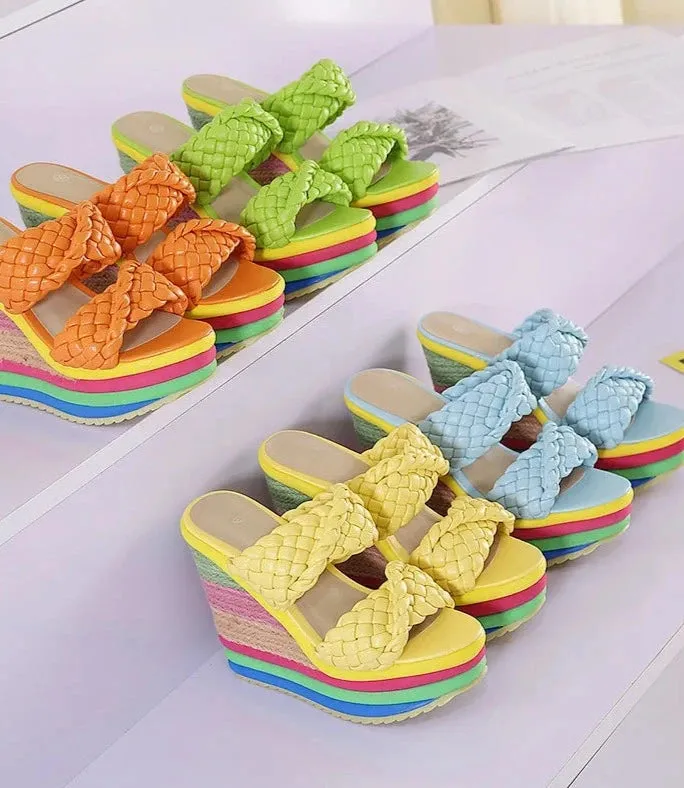Candy Color High Platform Wedges Shoes