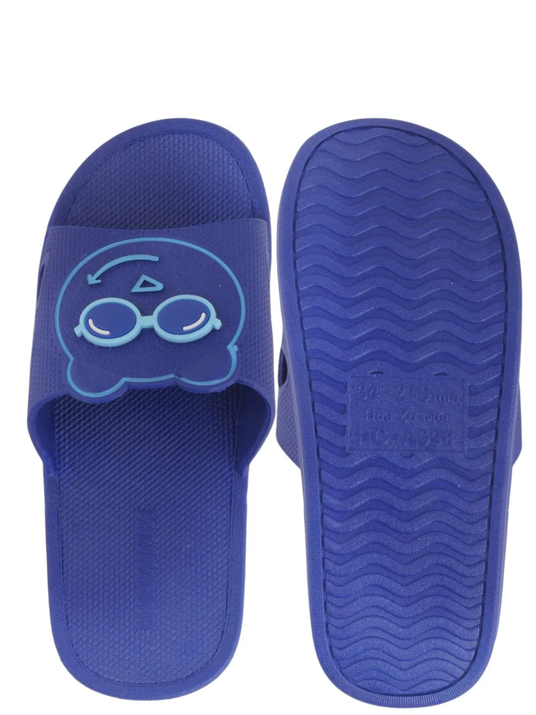 Charming Teddy Bear Face Slides for Boys - Navy Blue