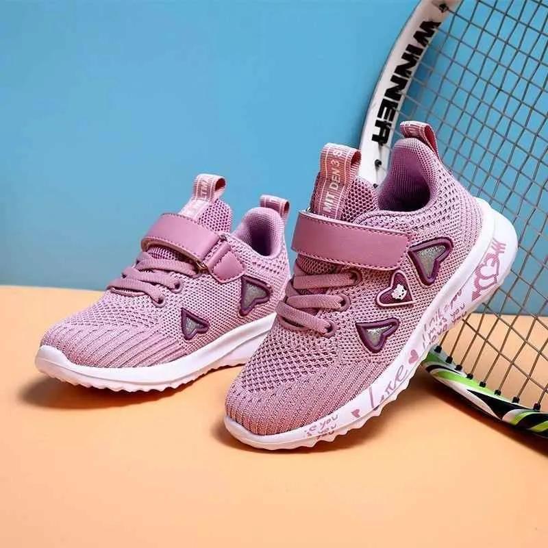 Children's Girls Kids Casual Shoes Hearts Breathable Sports Footwear UOS312