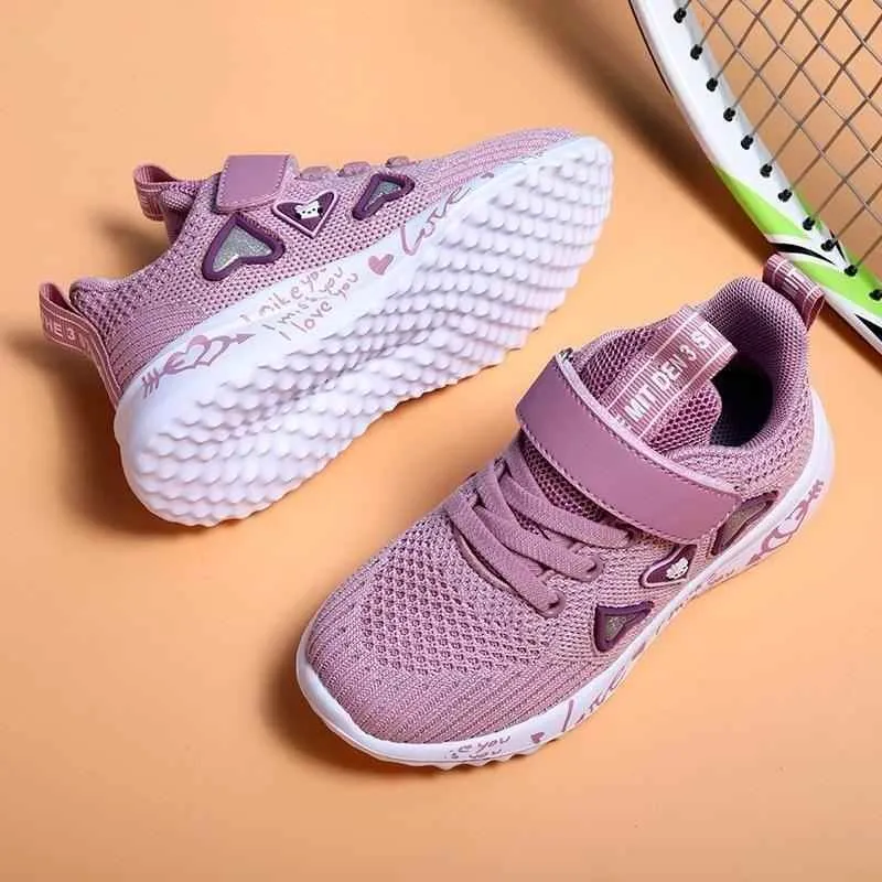 Children's Girls Kids Casual Shoes Hearts Breathable Sports Footwear UOS312
