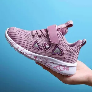 Children's Girls Kids Casual Shoes Hearts Breathable Sports Footwear UOS312
