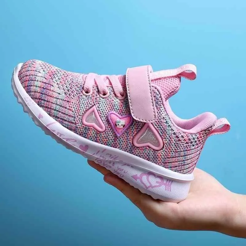 Children's Girls Kids Casual Shoes Hearts Breathable Sports Footwear UOS312