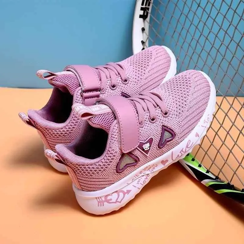 Children's Girls Kids Casual Shoes Hearts Breathable Sports Footwear UOS312