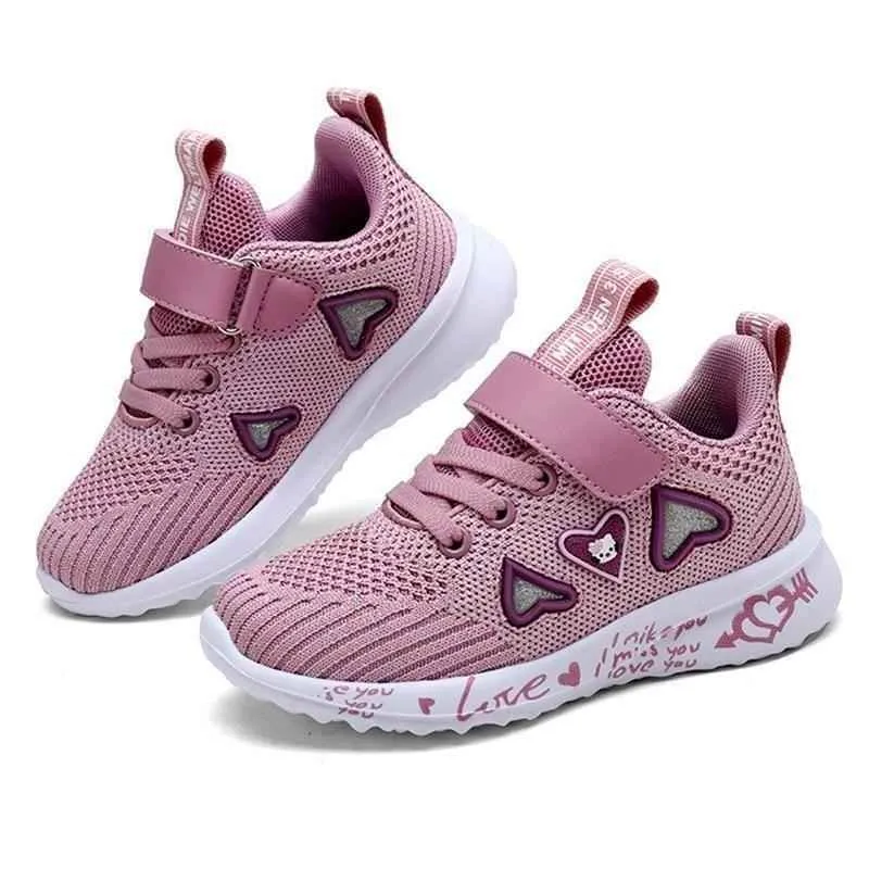 Children's Girls Kids Casual Shoes Hearts Breathable Sports Footwear UOS312