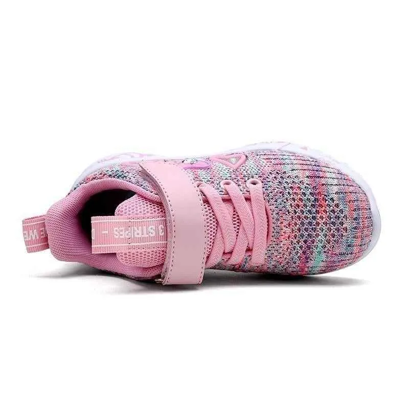 Children's Girls Kids Casual Shoes Hearts Breathable Sports Footwear UOS312