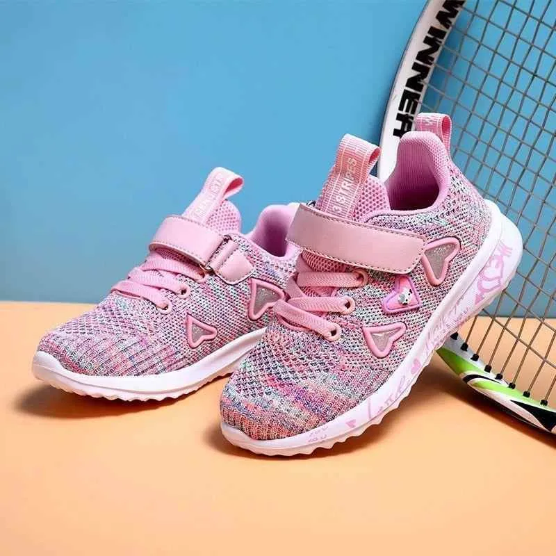 Children's Girls Kids Casual Shoes Hearts Breathable Sports Footwear UOS312