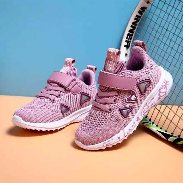 Children's Girls Kids Casual Shoes Hearts Breathable Sports Footwear UOS312