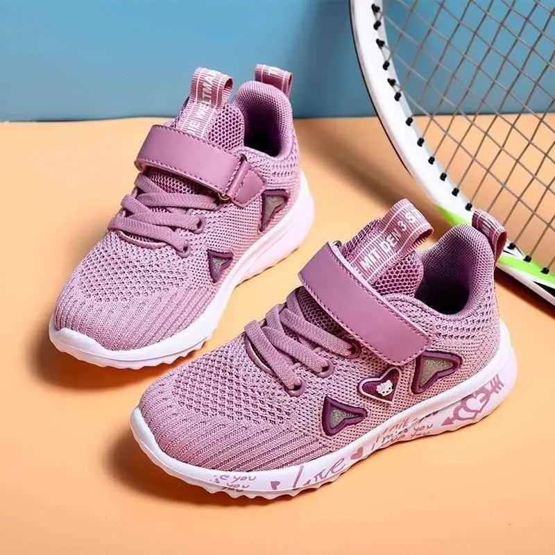 Children's Girls Kids Casual Shoes Hearts Breathable Sports Footwear UOS312