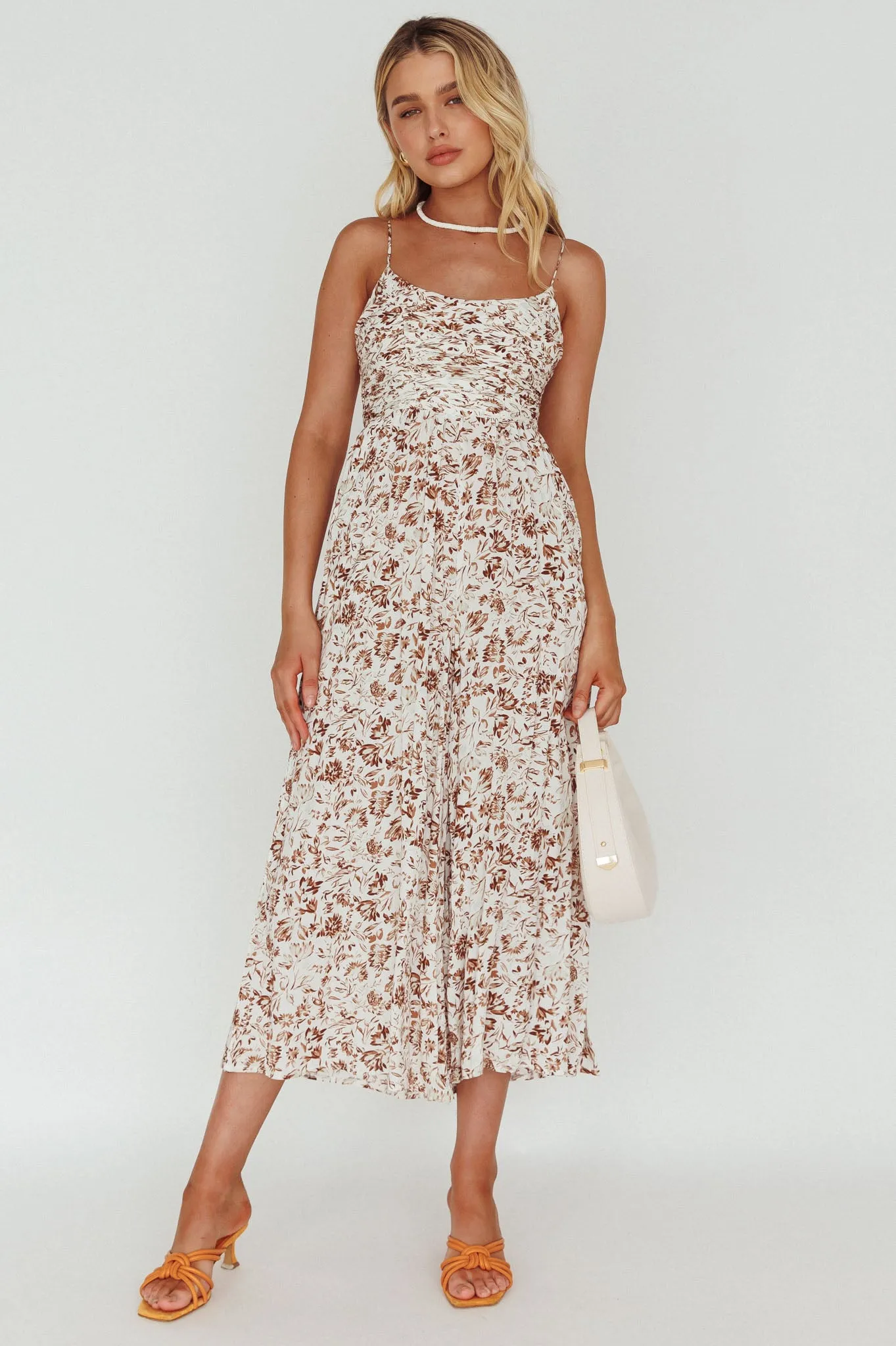 Corrie Gathered Bodice Jumpsuit Floral White
