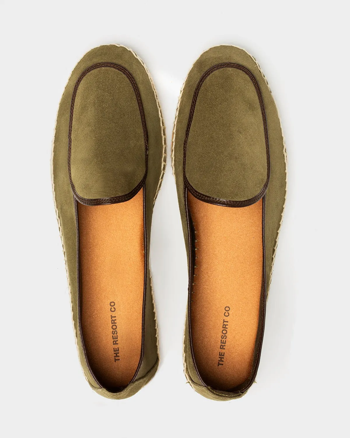Espadrilles Belgian Loafer Style Olive Suede