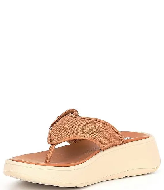 FitFlop Womens F-Mode Buckle Flatform Toe-Post Sandals Latte Tan
