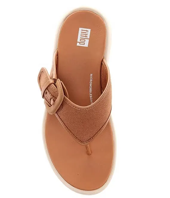 FitFlop Womens F-Mode Buckle Flatform Toe-Post Sandals Latte Tan