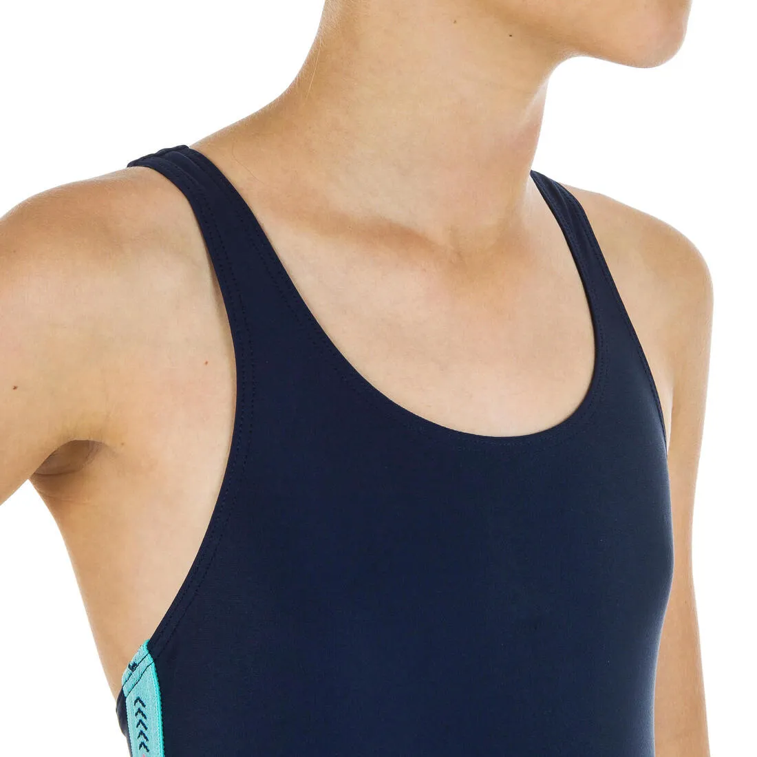 Girl's Swimsuit Shorty - Vega 100 Turquoise Blue