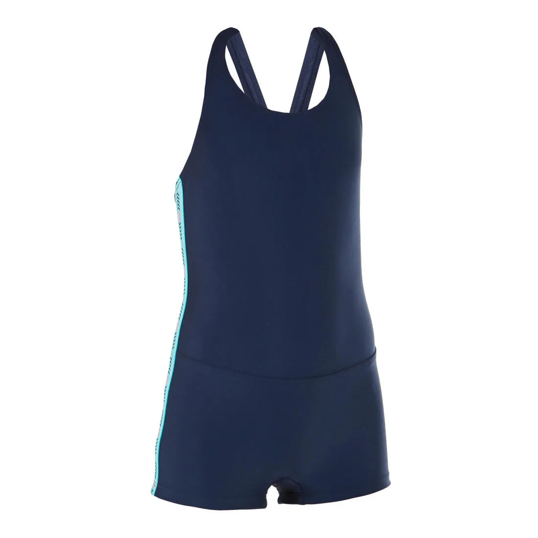 Girl's Swimsuit Shorty - Vega 100 Turquoise Blue