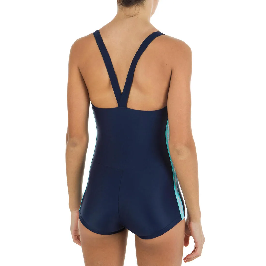 Girl's Swimsuit Shorty - Vega 100 Turquoise Blue