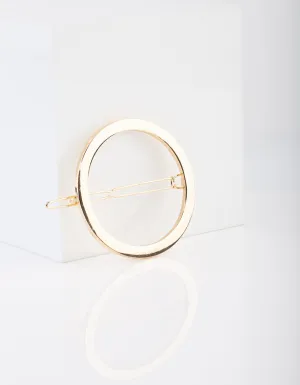 Gold Open Circle Barrette