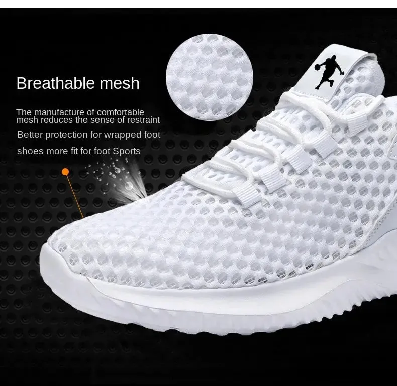 Men Breathable Mesh Sneakers High Quality White Fashion Gym Casual Shoes