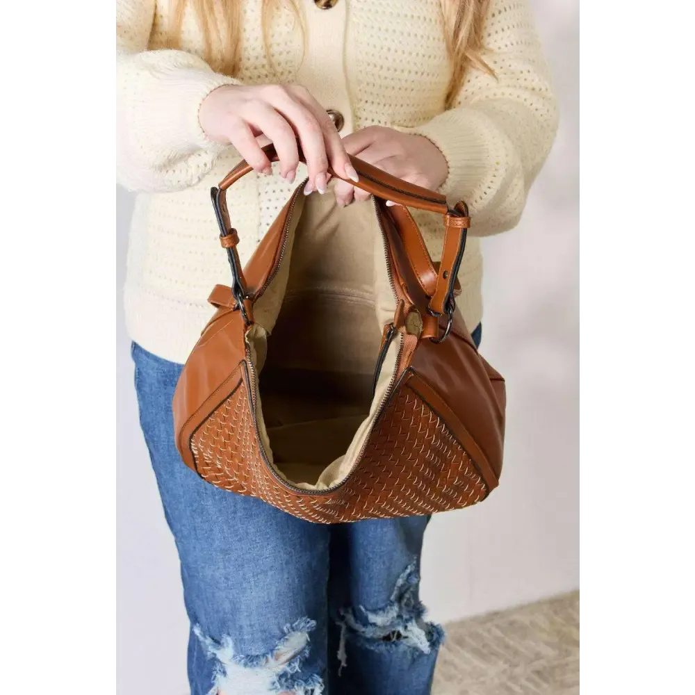 SHOMICO Elegant Weaved Vegan Leather Handbag for Luxury Fashion Women