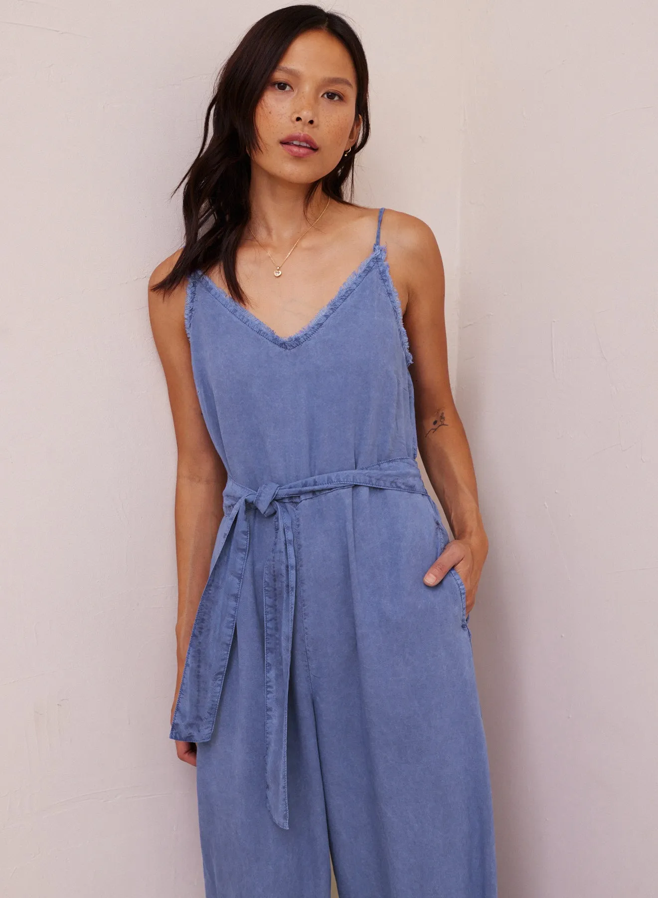 Smocked Back Tencel Cami Jumpsuit