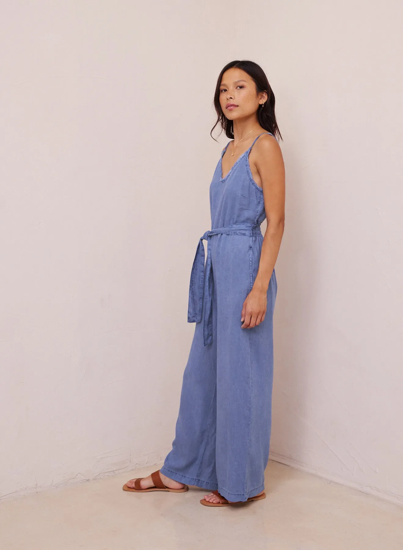 Smocked Back Tencel Cami Jumpsuit