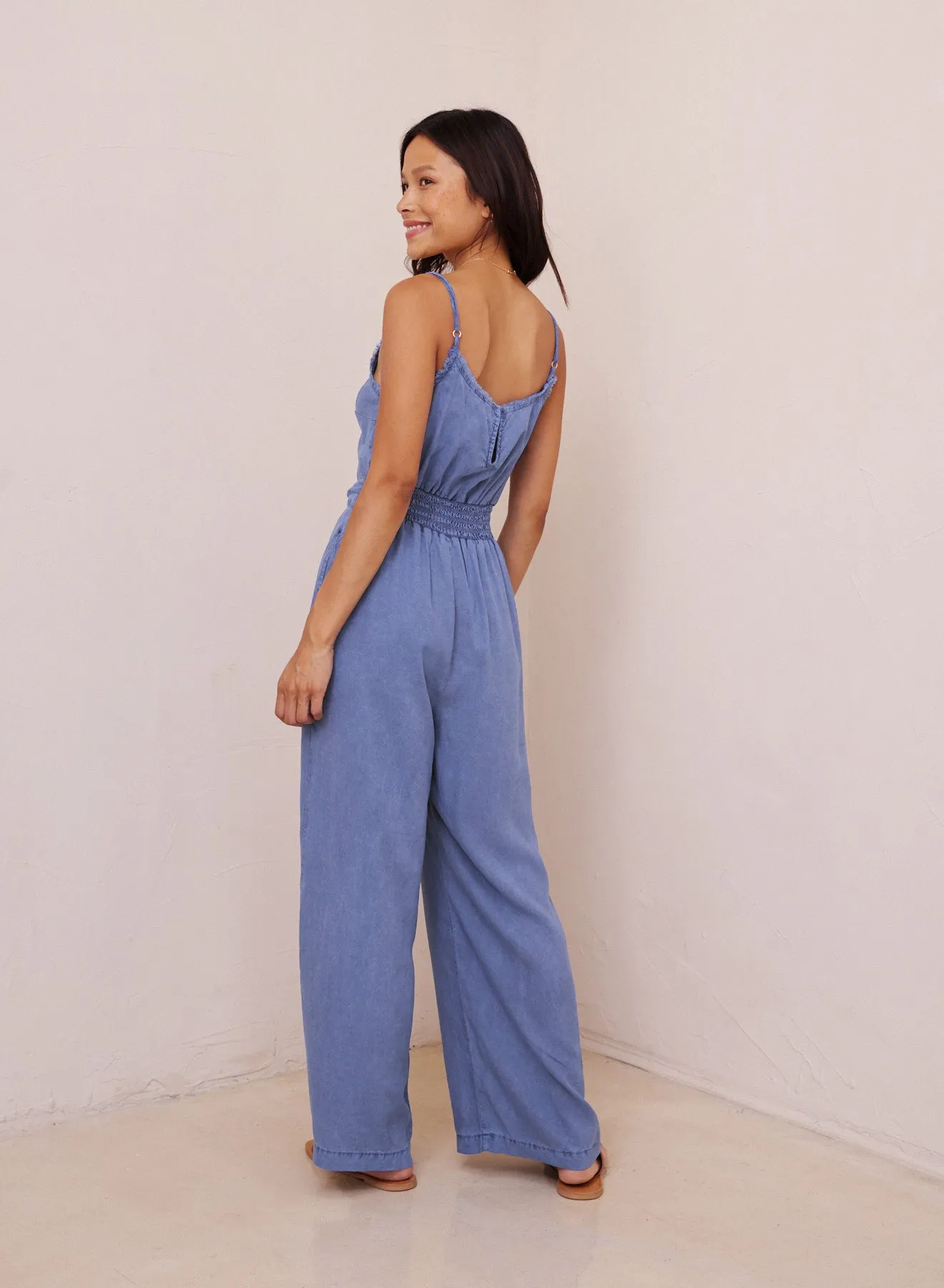 Smocked Back Tencel Cami Jumpsuit