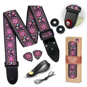 The HEIRLOOM Guitar Strap - Adjustable Guitar strap for Acoustic, Electric and Bass Guitar