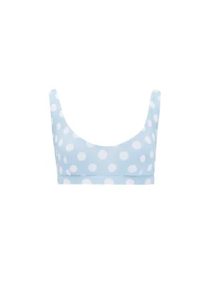 The Plunge Crop Bra - Powder Blue Bold Polka Dots